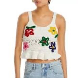 BlankNYC Kickin aback Floral Crochet Crop Tank